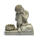 Bouddha avec bougeoir gris | 394 g; 17.5 cm