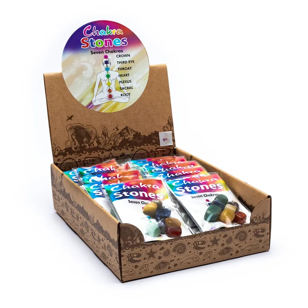 Pierres chakra 24 lots présentoir gratuit | 15.5x25x7 cm