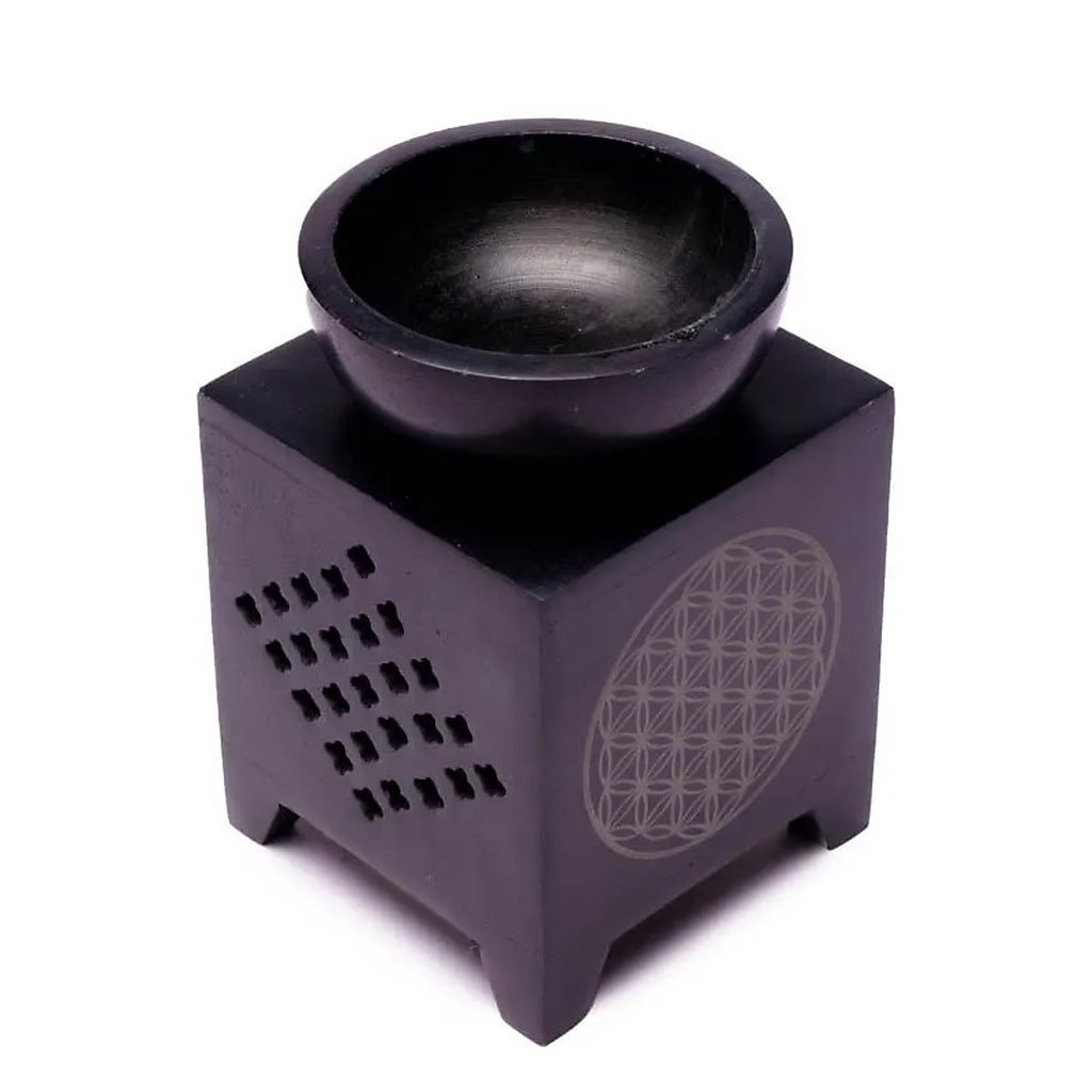 Brûle-Parfum en pierre à savon Fleur de Vie | 11 cm