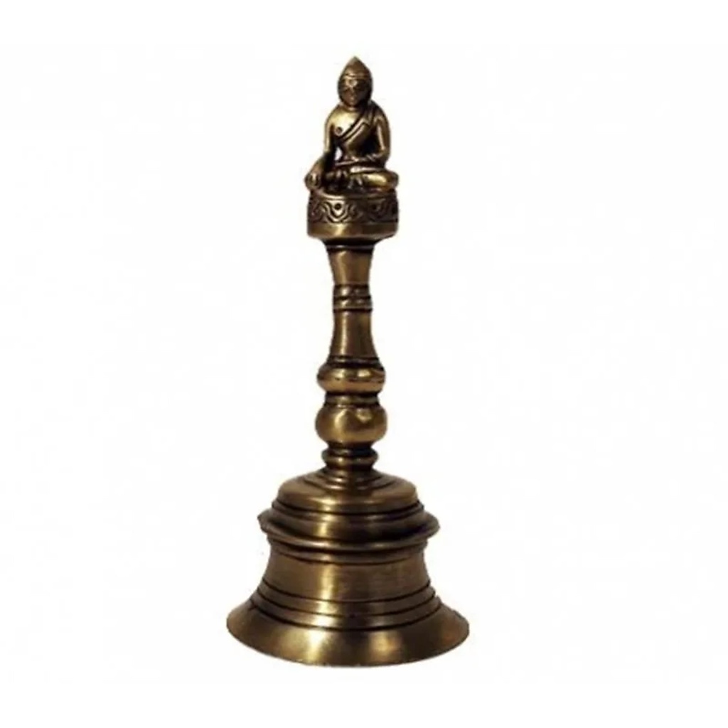 Cloche en bronze avec Bouddha | 17 cm