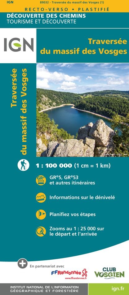 Carte IGN Traversée du massif des Vosges