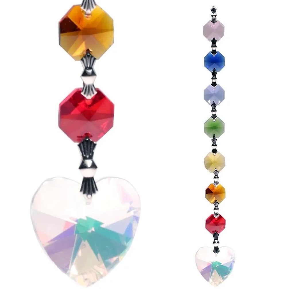 Cristal de fenêtres Aurora Coeur Feng-Shui Chakra | 20 cm