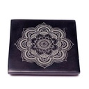 Brûle encens en pierre à savon noire Mandala | 10.5 cm