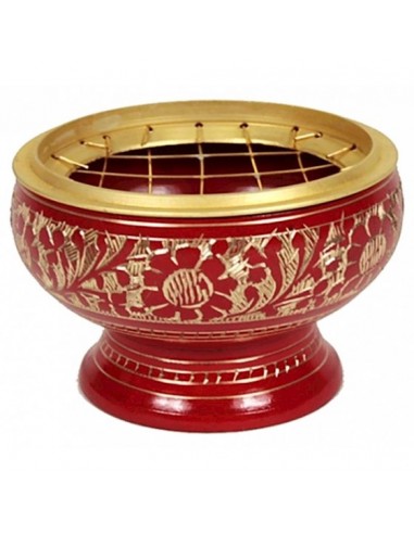 Brûle encens à charbon en laiton pourpre -- 7.5x5.5cm