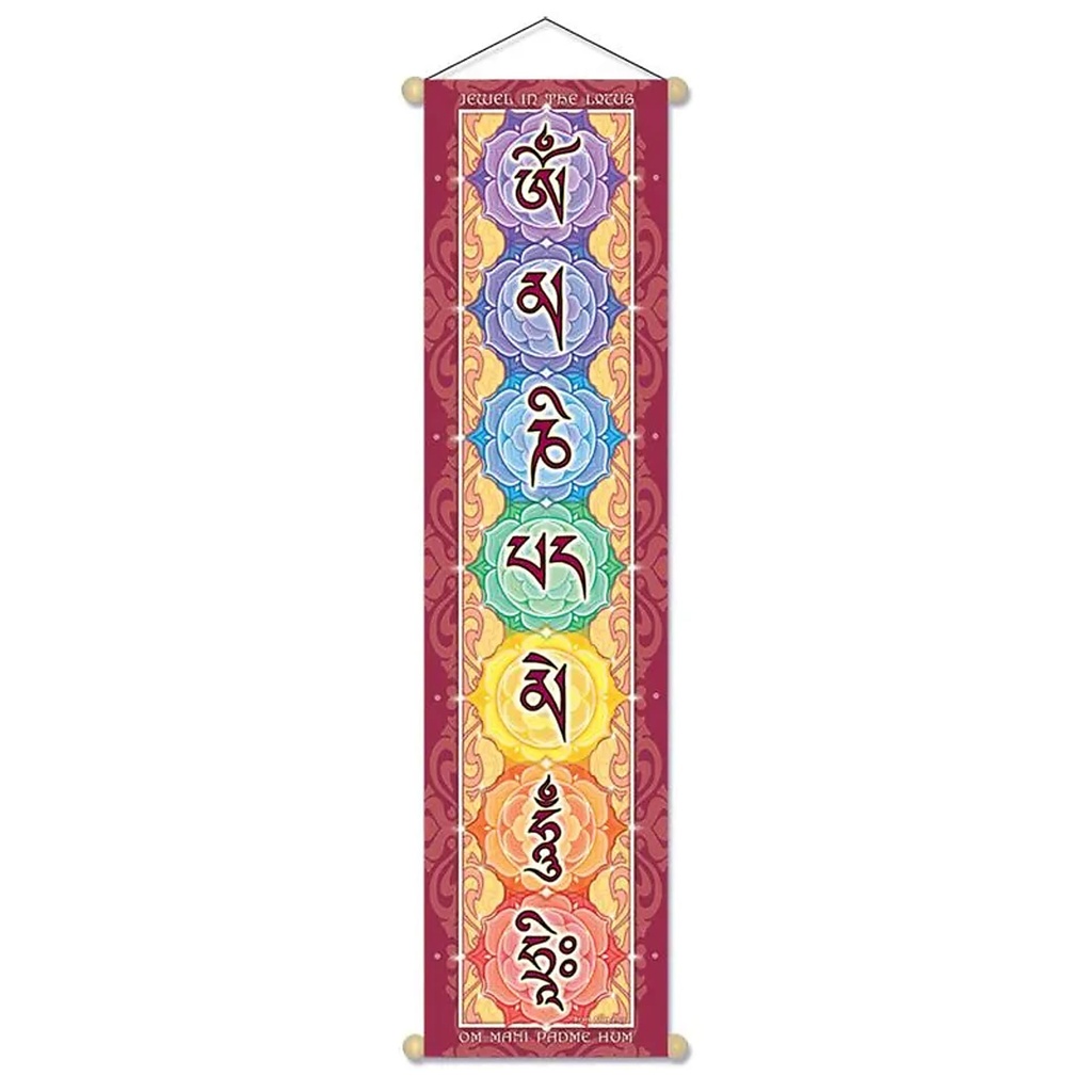 Bannière Mantra Om Mani Padme Hum Hri - petite | 15x60 cm