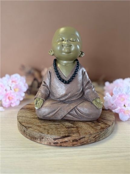 Statuette Moine Méditatif 13,7 cm en Résine - Rouge