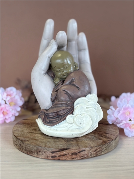 Statuette Moine Shuni Mudra 16,5 cm en Résine - Rouge