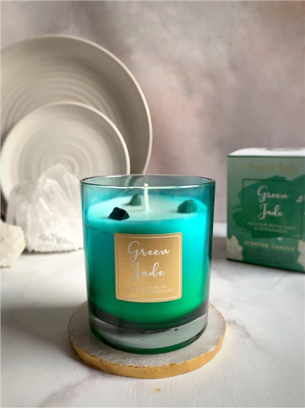 [8903833914600] Bougie parfumée Pierres de Guérison Jade vert 200 g