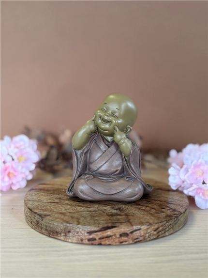 [3660341762301] Statuette Moine Rieur 10 cm - Résine - Rouge