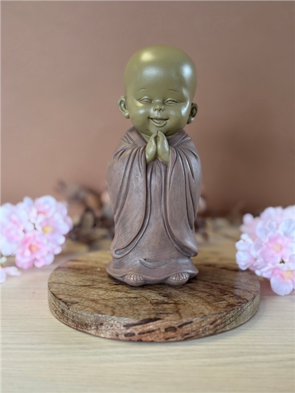 [3660341762332] Statuette Moine en Prière 17 cm - Résine - Rouge