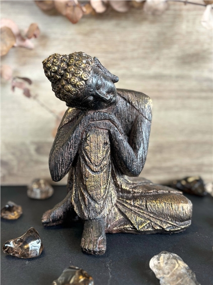 [3660341762431] Statuette Bouddha Penseur 16,7 cm - Résine