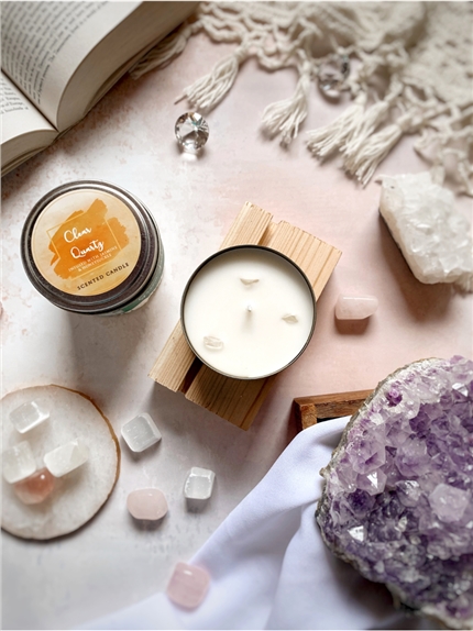 Bougie parfumée Pierres de Guérison Cristal de roche 80 g