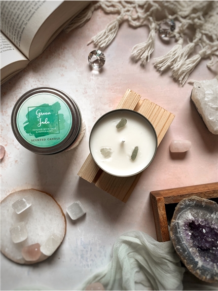 [8903833914549] Bougie parfumée Pierres de Guérison Jade vert 80 g