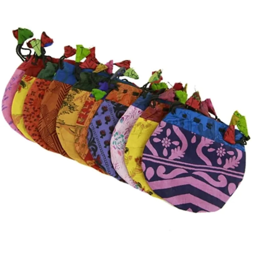 Petites bourses Vintage soie couleurs mixtes | 14x12 cm