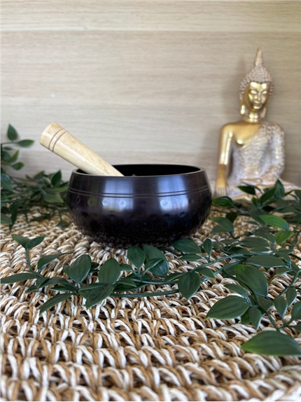 Bol Chantant Tibétain Noir Martelé env 11 cm