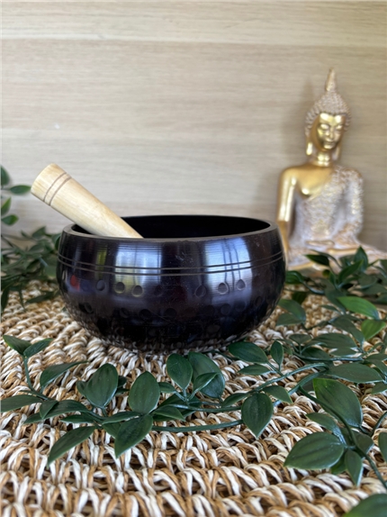 Bol Chantant Tibétain Noir Martelé env 14 cm
