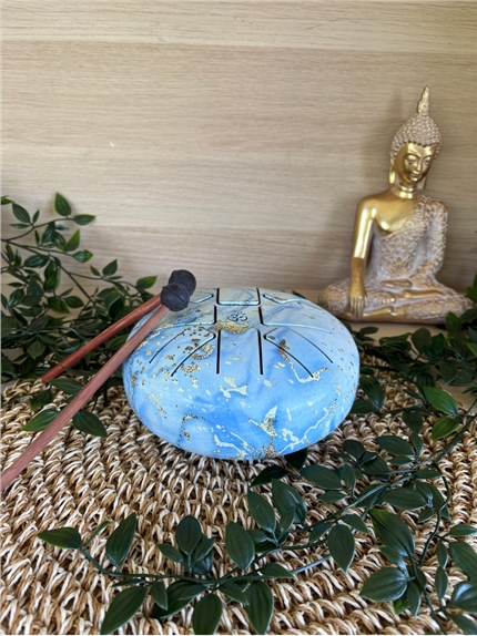 Tongue Drum Bleu et Doré 17 cm