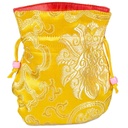 Bourse brocart jaune doublée rouge | 10X14 cm