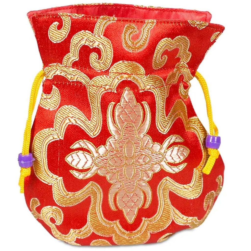 Bourse brocart rouge doublée | 10X14 cm