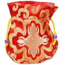 Bourse brocart rouge doublée | 10X14 cm