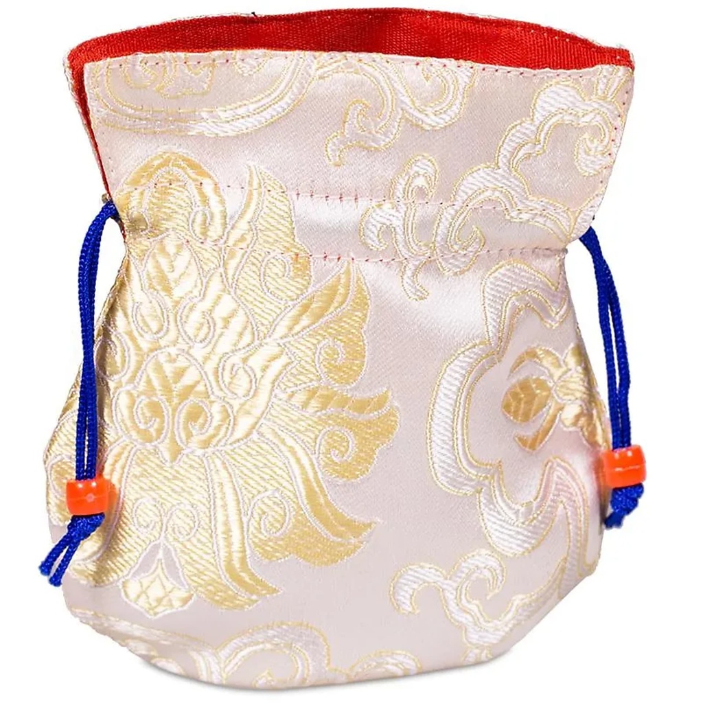 Bourse brocart blanc doublée | 10X14 cm