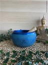 Bol Chantant Tibétain Aluminium Bleu Om env 14 cm