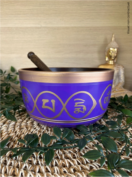 [3660341766828] Bol Chantant Tibétain Aluminium Violet Om Katora env 20 cm