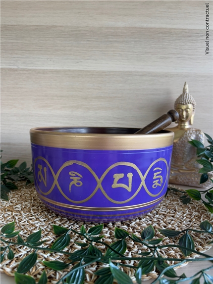 [3660341766835] Bol Chantant Tibétain Aluminium Violet Bouddha Katora env 22 cm