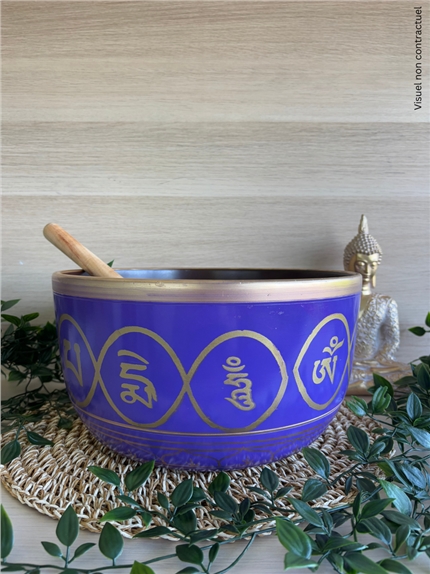 [3660341766842] Bol Chantant Tibétain Aluminium Violet Bouddha Katora env 30 cm