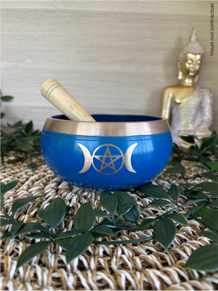 [3660341766903] Bol Chantant Tibétain Bleu Triple Lune env 11 cm