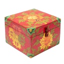 Coffret peint à la main motif Tibétain fleur | 20x15x20 cm