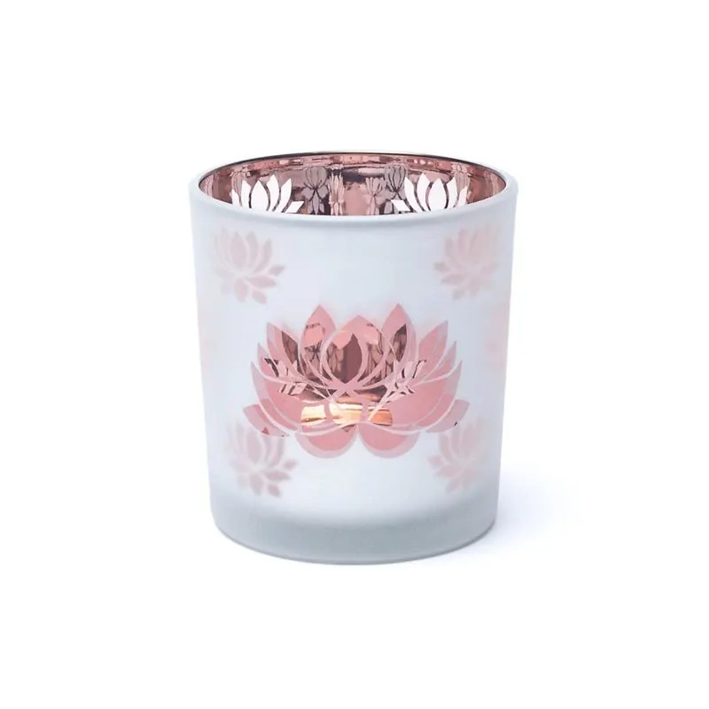 Candle light holder frosted/metallic Lotus -- 7,3x8 cm