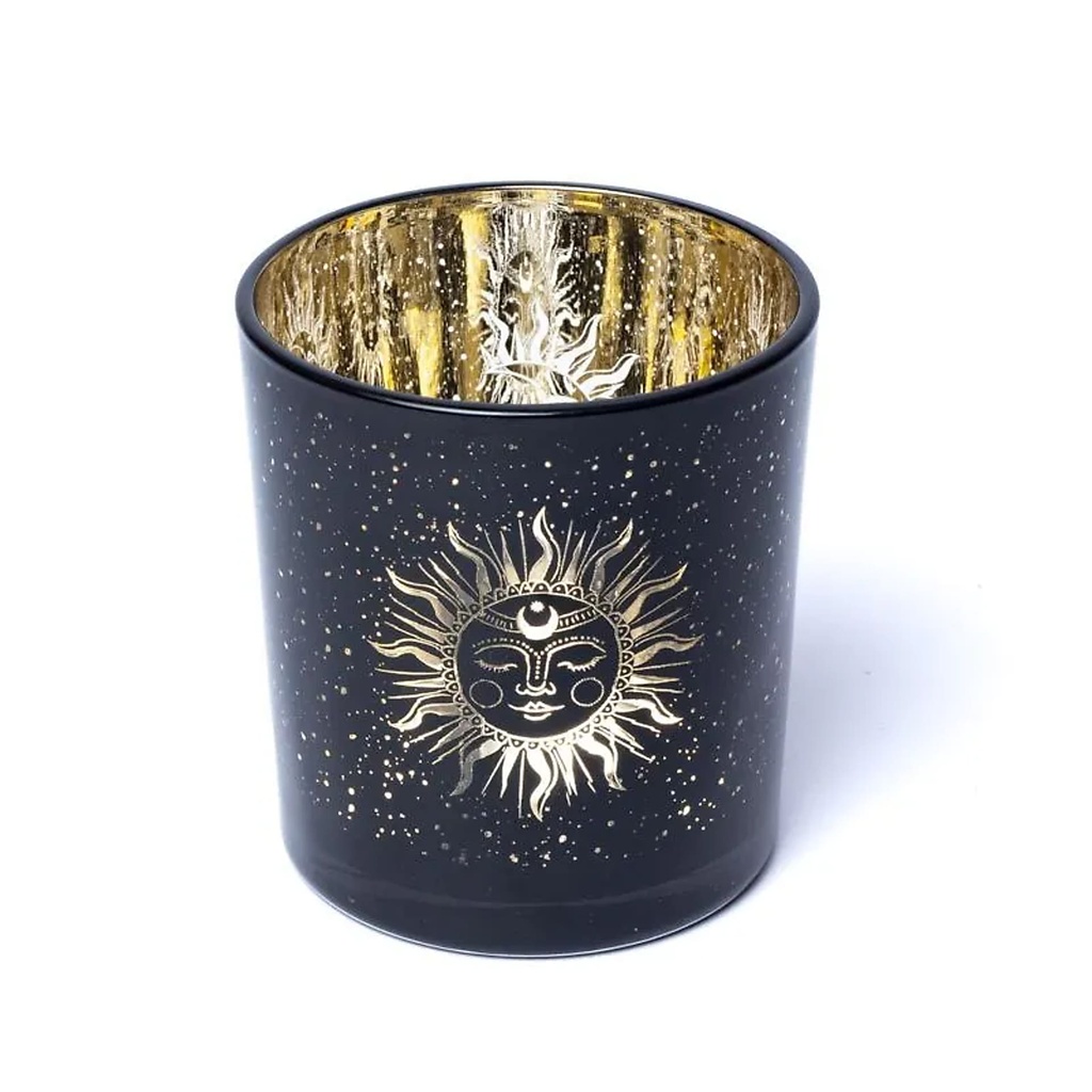 Bougeoir lune et soleil endormis -- 7,3x8 cm