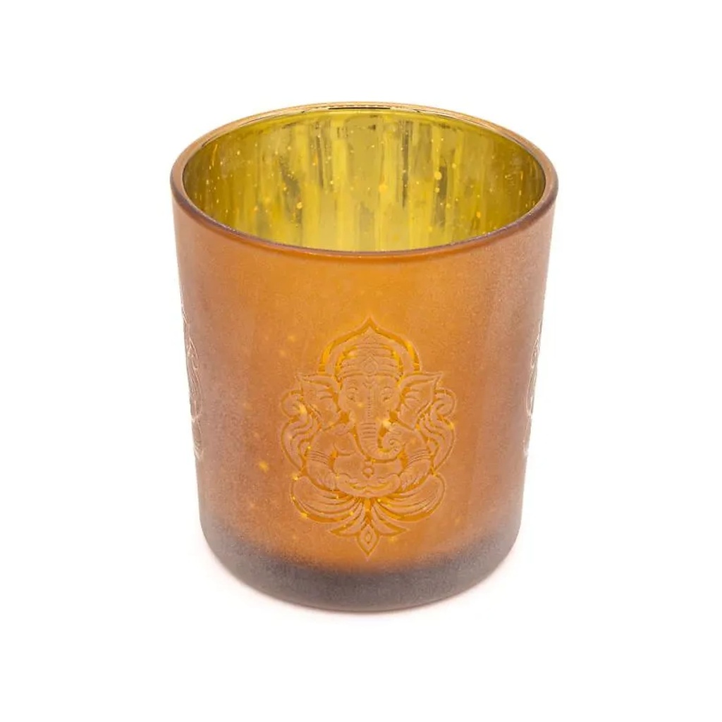 Photophore givré/métallique Ganesha -- 7,3x8 cm	