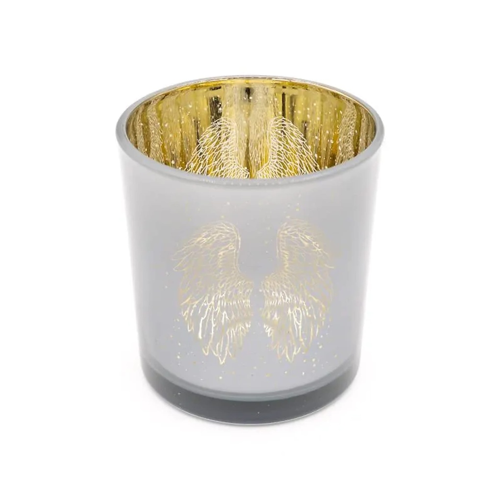 Photophore métallique Ailes d’ange -- 7,3x8 cm	