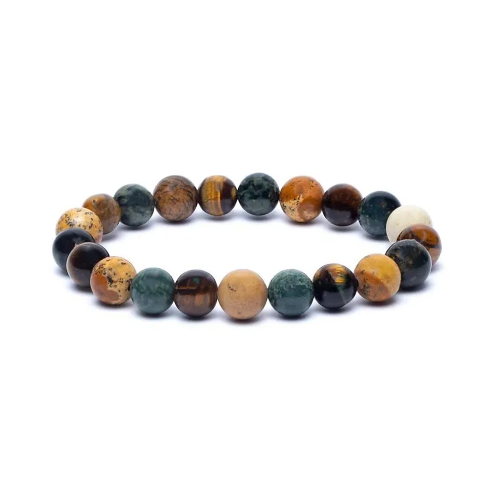 Bracelet élastique en jaspe kambaba/œil de tigre/jaspe paysage -- 8mm
