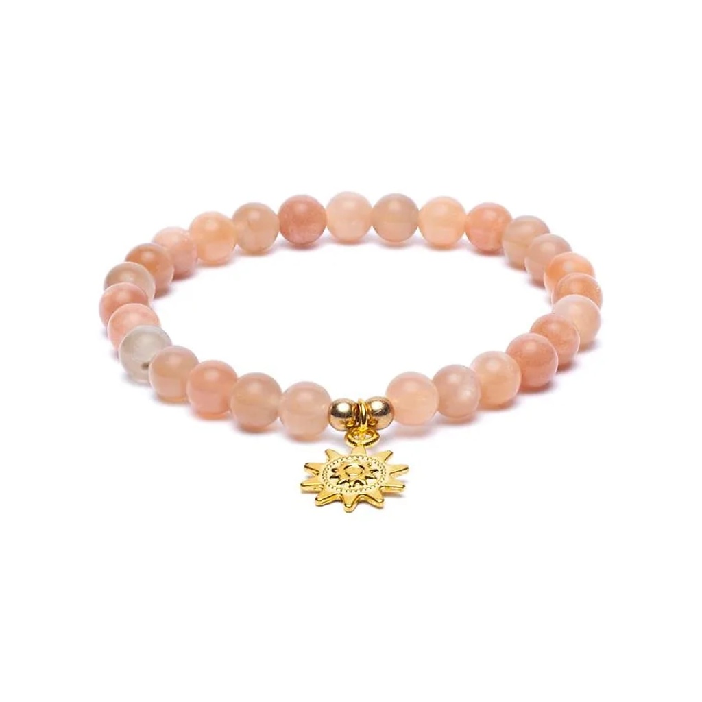 Bracelet élastique pierre de soleil breloque soleil perles 6mm