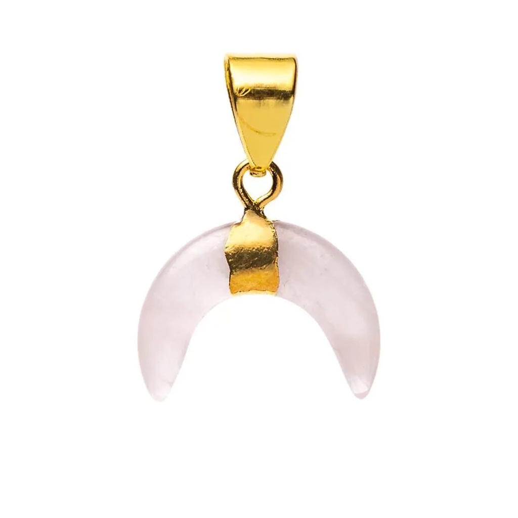 Pendentif lune croissante quartz rose -- ±2 cm	