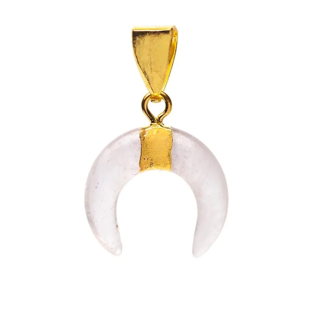 Pendentif lune croissante cristal de roche -- ±2 cm	
