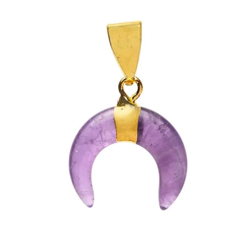 Pendentif lune croissante améthyste -- ±2 cm	