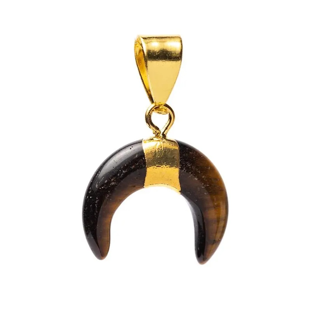 Pendentif lune croissante œil de tigre -- ±2 cm	