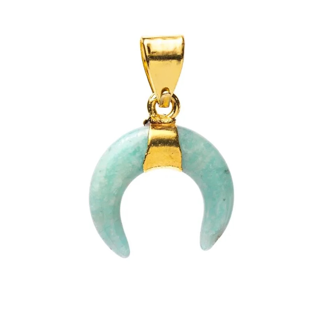Pendentif lune croissante amazonite -- ±2 cm	