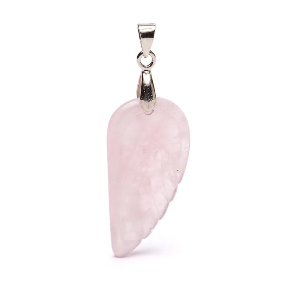 Pendentif ailes d’ange en quartz rose -- ±3 cm