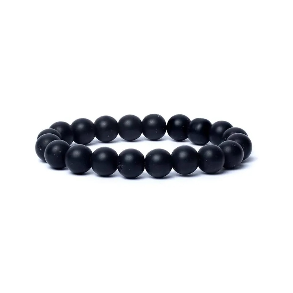 Bracelet onyx noir finition mat élastique qualité AA -- 1,0 cm