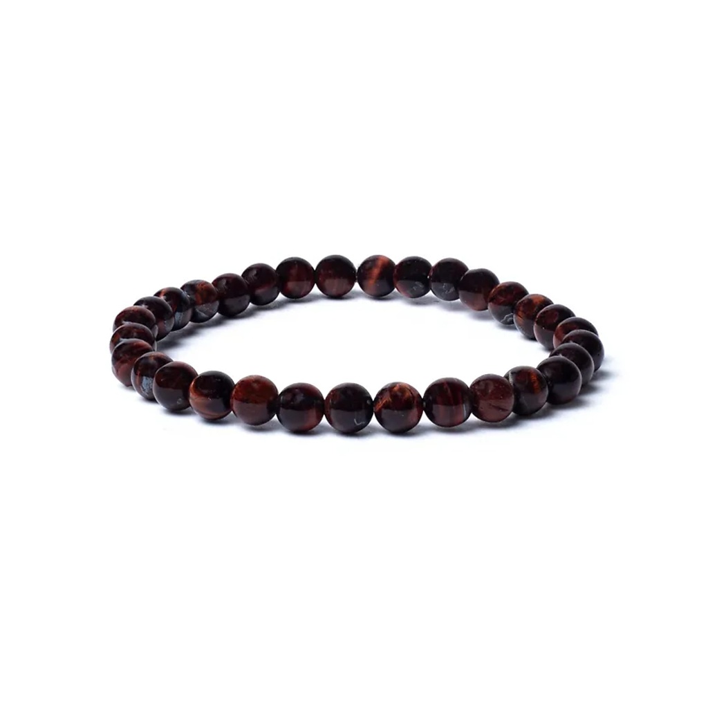 Bracelet élastique oeil de tigre rouge qualité AA -- 0,6 cm