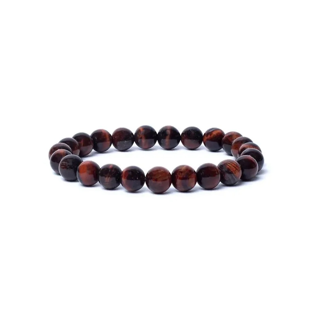 Bracelet élastique oeil de tigre rouge qualité AA -- 0,8 cm