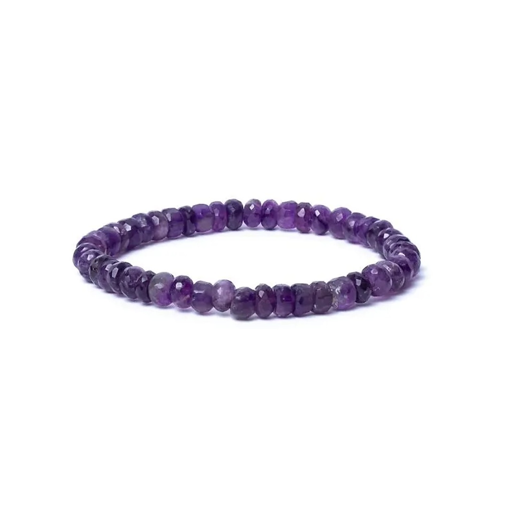 Bracelet améthyste à facette qualité AA élastique -- 0,8 cm