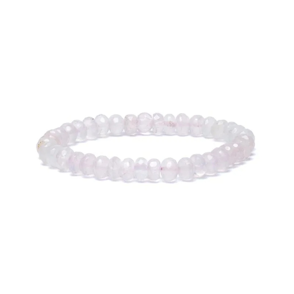 Bracelet Quartz rose à facettes qualité AA élastique -- 0,6 cm
