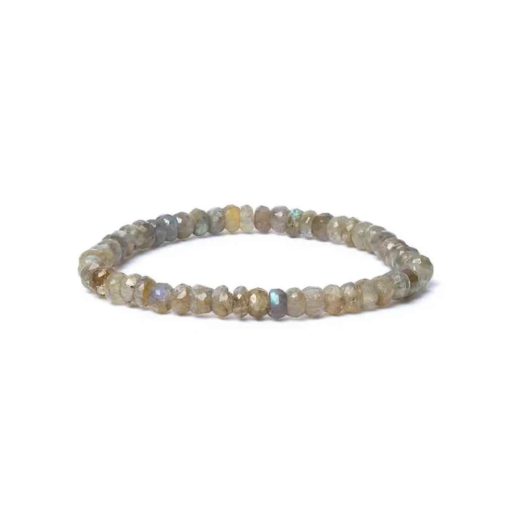 Bracelet labradorite à facette qualité AA élastique -- 0,6 cm