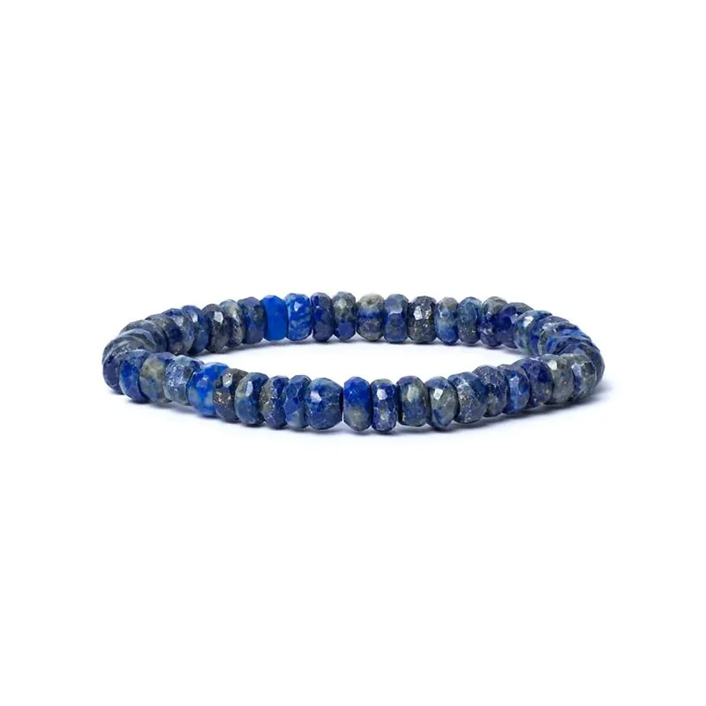 Bracelet lapis lazuli à facette qualité AA élastique -- 0,8 cm